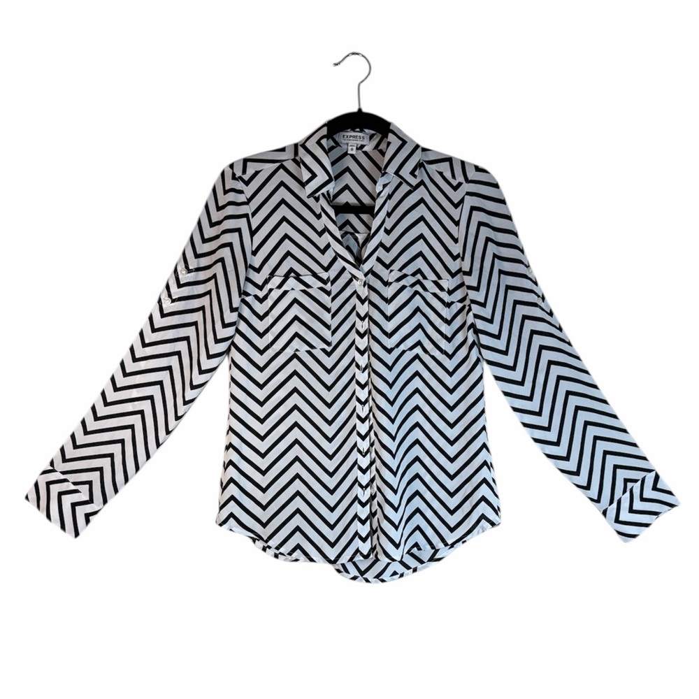 Express Portofino Chevron Black White Shirt